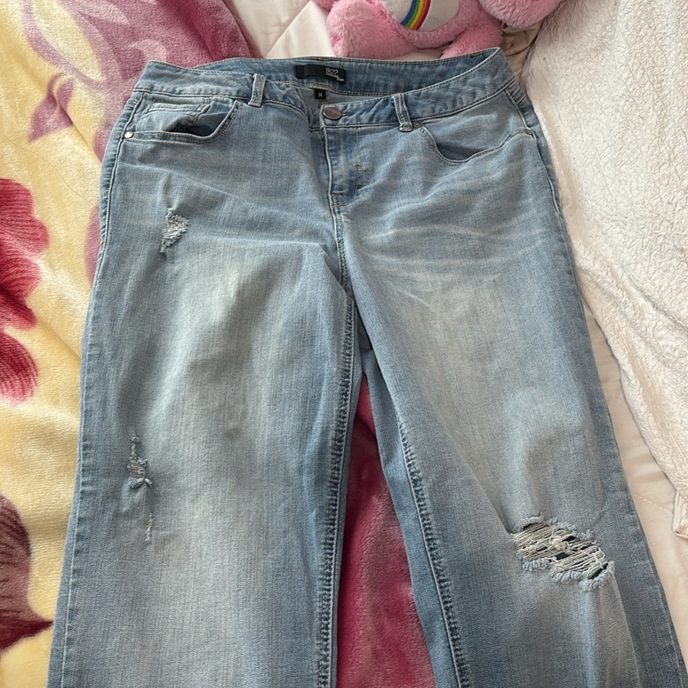 1822 denim ripped jeans straight leg light denim color - Picture 4 of 4
